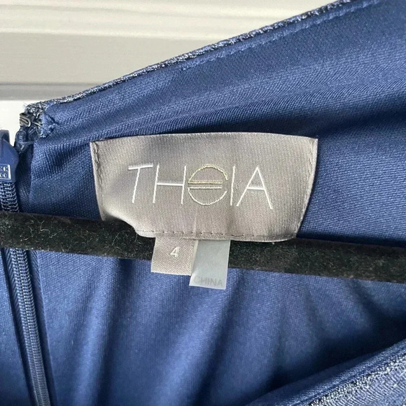 Theia Metallic Navy Dress| Size 4 - Picture 3 of 11